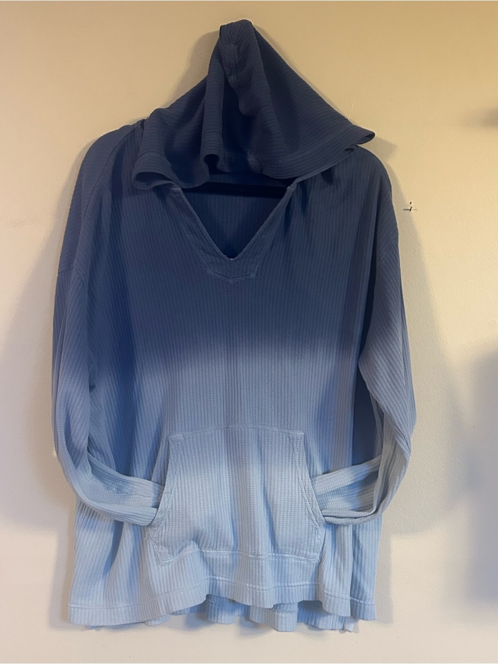 Chaps Blue Waffle-Knit Hooded Pullover